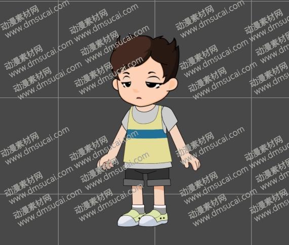 cta动画现代人物角色小男孩19，已绑定骨骼和动作 现代人物
