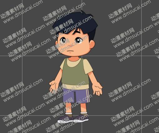 cta动画现代人物角色小男孩20，已绑定骨骼和动作 现代人物