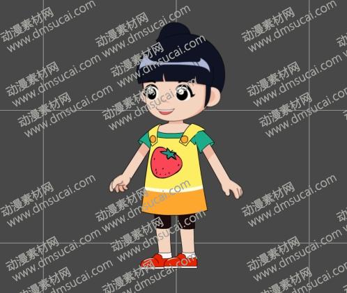 cta动画现代人物角色小女孩10，已绑定骨骼和动作 现代人物