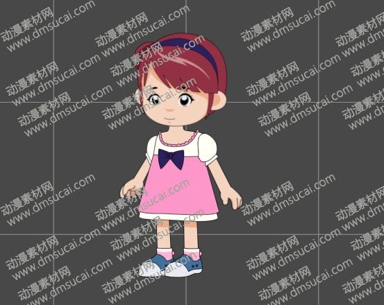cta动画现代人物角色小女孩11，已绑定骨骼和动作 现代人物