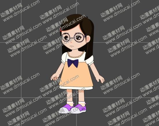 cta动画现代人物角色小女孩13，已绑定骨骼和动作 现代人物