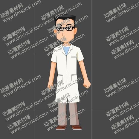 cta动画现代人物角色男医生正面，已绑定骨骼和动作 现代人物