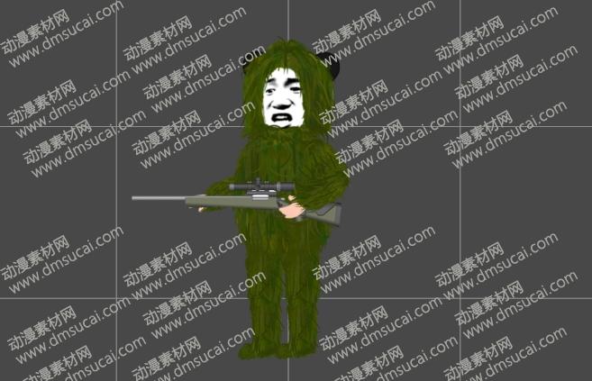 cta动画现代人物角色男【八】狙击手1，已绑定骨骼和动作 未命名
