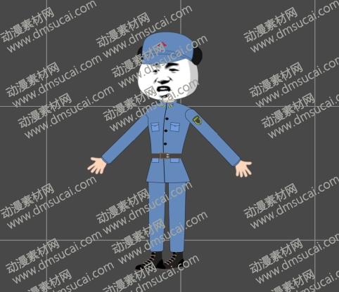 cta动画现代人物角色男【八】通讯部班长，已绑定骨骼和动作 未命名