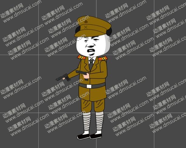 cta动画现代人物角色男【狗】二鬼子副官，已绑定骨骼和动作 未命名