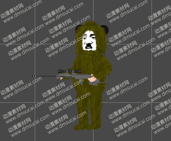 cta动画现代人物角色【日】狙击手，已绑定骨骼和动作 未命名