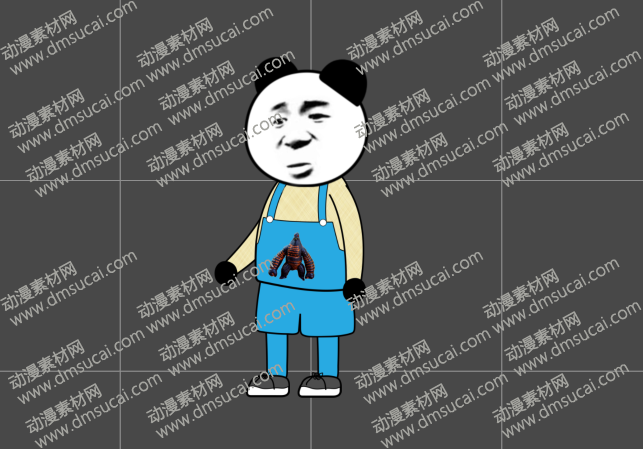 cta动画沙雕人物角色1男正面，已绑定骨骼和动作 沙雕人物