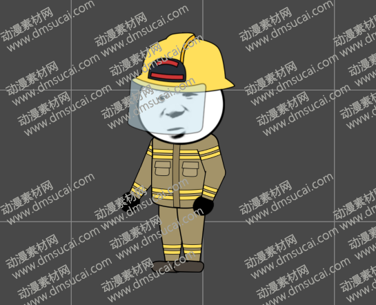 cta动画沙雕人物角色4男侧面，已绑定骨骼和动作 沙雕人物